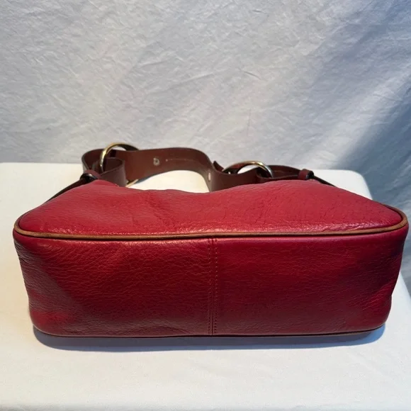 Dooney & Bourke Cherry Red Leather Hobo Shoulder Bag - Picture 4 of 15